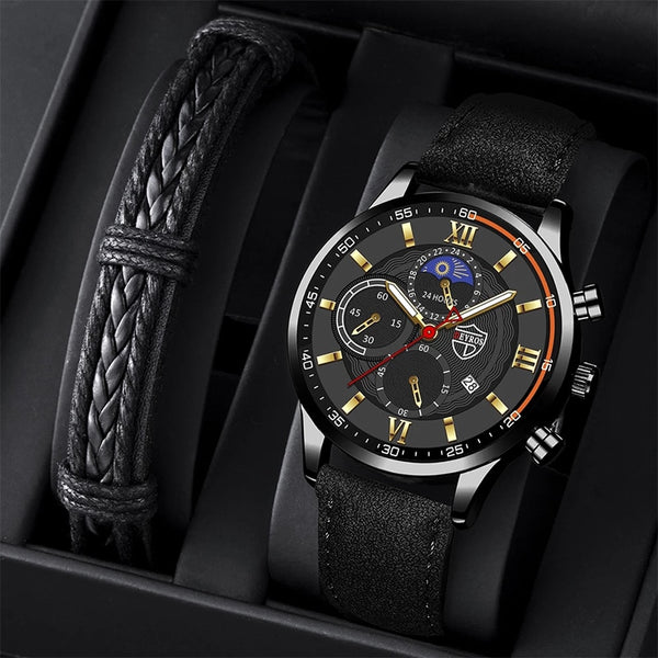 Men Luxury Business Casual Leather Bracelet Watche
